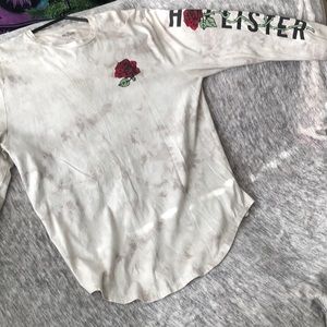 Grey/white Hollister long Sleeve